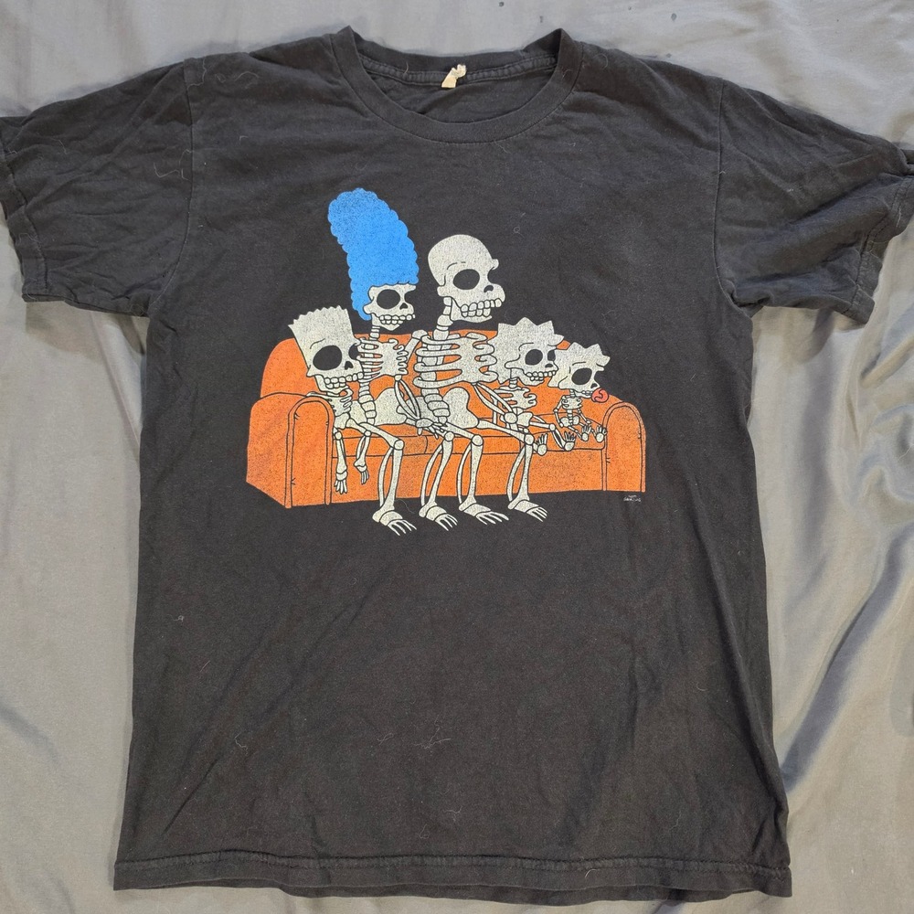 The Simpsons Skeleton Couch Gag Graphic T-Shirt Black Mens Small
